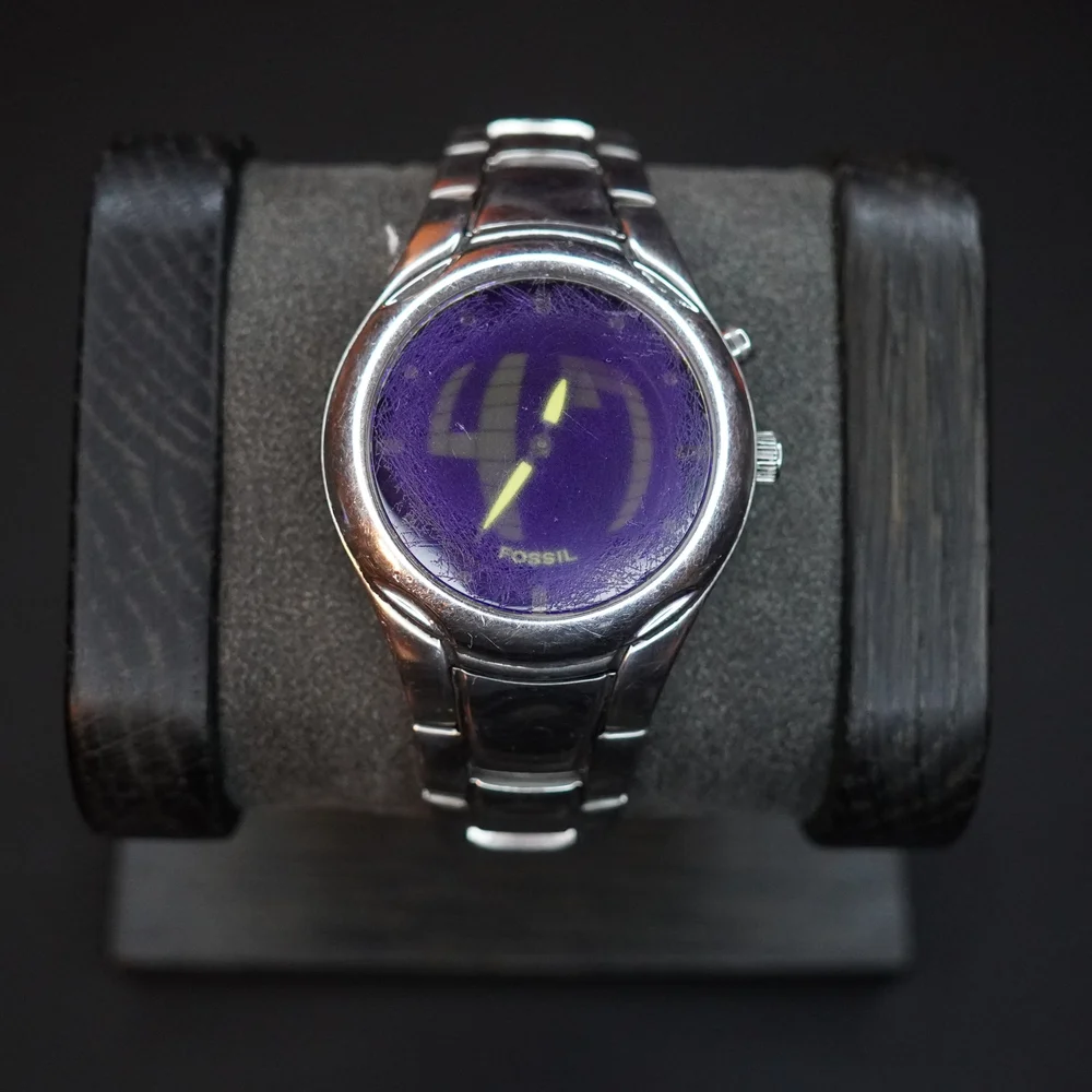 Rare Vintage FOSSIL Big Tic JR8096 Blue Quartz Animated Mens Watch